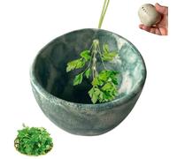 Pottery Herb Stripper Bowl,pottery Herb Stripper,bol À Éplucher Les Herbes,Ceramic Herb Stripping Tool with 4 Trous,Herb Stripper Tasse Feuille,Outils De Décapage De Légumes Feuille Multifonctionnelle