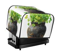 Pottery Jar Clover Couvercle de grille-pain 4 tranches - Imperméable à l'eau et à la poussière en tissu Oxford avec poche latérale pour petits appareils de cuisine