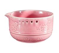 Pottery Râpe à ail 2 en 1 manuel pour chat | Bol à râper en céramique fait à la main avec un joli motif de chat, des dents à haute efficacité et des trous d'épluchage