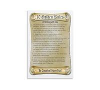 Pottery Studio Rules Poster Set of Golden Guidelines for Successful Clay Work and Glazing Educational Wall Chart for Art School Decor(Framed,12x18inch(30x45cm))