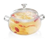Pottes de cuisine en verre, 2 pots en verre borosilicate avec couvercle et poignées en U, micro-ondes, cuisinières et lave-vaisselle, pichet en verre polyvalent sûr pour la soupe, le lait