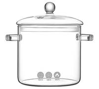 Pottes en verre pour cuisiner sur le poêle, verre transparent à mijotage 3L VULEUR PAVE TOP SAFE SAFE BOROSILICATE SALUCE avec des poignées intégrées