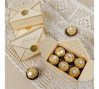 POTTIIS Lot de 20 boîtes à bonbons romantiques pour biscuits - Jolie boîte à chocolat pour mariage, fête d'anniversaire - Champagne doré