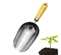 Potting Soil Scoop - 9.5x45cm Stainless Steel Dog Food Scoop With Ergonomic Wooden Handle | Multi-purpose Garden Shovels For Transplanting, Digging, Planting, Cultivation, Potting Soil Shovel