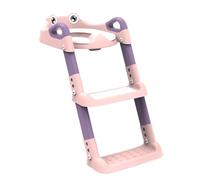 Potty Training Seat - 53cm Toilet Ladder | PP & PVC Foldable Kids Commode Chair, Comfortable Handles NonSlip Steps Independent Bathroom Learning For Standard Elongated Toilets Pink