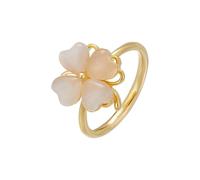 POTUBI Bague tournante en forme de trèfle à quatre feuilles blanc, cœur, œil de chat, fleur, empilable, réglable, ouverte, anti-stress, for mariage, porte-bonheur
