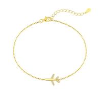POTUBI Bracelet chaîne Avion réglable for Femme Maman Argent Sterling 925 Bijoux Avion hôtesse de l'air Pilote Porte-Bonheur Noël Saint Valentin Anniversaire Cadeaux(Gold)