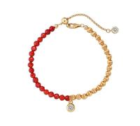 POTUBI Bracelet chaîne de Perles réglable avec Agate Rouge for Femme, Bracelet Porte-Bonheur, Bijou Spirituel Fait Main for Noël et la Saint-Valentin