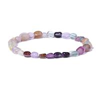 POTUBI Bracelet en pierres naturelles, perles d'agate et de quartz, bijoux for femmes hommes, fluorite, 19 cm