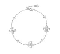 POTUBI Bracelet Fleur d'iris for Femme Maman Argent Sterling 925 plaqué Or 22 carats CZ Diamant chaîne Bracelets Mini Bijoux délicats Cadeau Noël Saint Valentin Anniversaire for Elle(Silver)