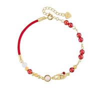 POTUBI Bracelet Main de Bouddha en Perles de Pierres précieuses de guérison for la vitalité, fabriqué avec du Grenat for Femme, Bijoux Porte-Bonheur, Cadeau de Noël, de Saint-Valentin, d'anniversaire