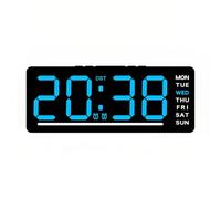 POTUBI Réveil numérique LED avec Mode Nuit, température, sourdine, répétition, Double Alarme, 5 Niveaux de réglage la luminosité, Date, Semaine, 12/24 Heures, for Salon, Maison, Chevet(Blue)