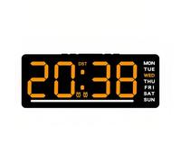 POTUBI Réveil numérique LED avec Mode Nuit, température, sourdine, répétition, Double Alarme, 5 Niveaux de réglage la luminosité, Date, Semaine, 12/24 Heures, for Salon, Maison, Chevet(Orange)