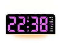 POTUBI Réveil numérique, réveil électronique avec 4 Niveaux de réglage la luminosité, lumière d'ambiance, température, Double Alarme, Date, Semaine, répétition 12/24 Heures(Pink)