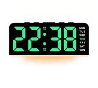 POTUBI Réveil numérique, réveil électronique avec 4 Niveaux de réglage la luminosité, lumière d'ambiance, température, Double Alarme, Date, Semaine, répétition 12/24 Heures(Green)