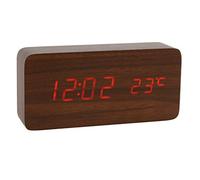 POTUBI Réveil numérique, réveil LED en Bois avec Chargement sans Fil, Affichage de la température et l'humidité (Blanc)(2 Brown+Red)