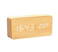 POTUBI Réveil numérique, réveil LED en Bois avec Chargement sans Fil, Affichage de la température et l'humidité (Blanc)(1 Yellow+White)