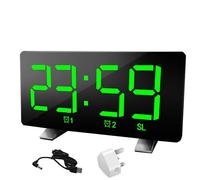 POTUBI Réveil numérique, réveil, Radio-réveil alimenté par Secteur, Grand écran à Chiffres, répétition, 4 Niveaux de luminosité réglables for Chambre Coucher et Maison(Green)