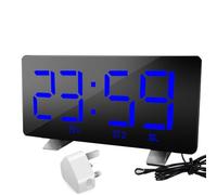 POTUBI Réveil numérique, réveil, Radio-réveil alimenté par Secteur, Grand écran à Chiffres, répétition, 4 Niveaux de luminosité réglables for Chambre Coucher et Maison(Blue)
