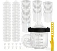 Potufa Pistolet à peinture avec gobelet pour système de pulvérisation de peinture HVLP - Pistolet à peinture à air comprimé - Avec couvercle et kit de doublure - 50 couvercles jetables et liner - 10