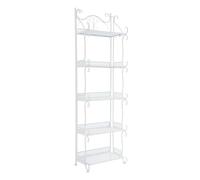 POTYYH Étagère pliante en métal à 5 étages - Blanc | Montage nécessaire - Étagère multifonction robuste pour salon, balcon, bureau