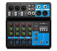 POTYYH Mini mixeur audio professionnel 5 canaux son stéréo Console de mixage Bluetooth/USB DJ Alimentation fantôme 48 V pour studio, scène, fête, enregistrement à la maison