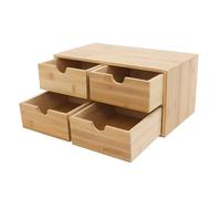 POTYYH Organiseur de bureau en bambou avec 4 tiroirs, design monobloc, mini commode de rangement de bureau pour salon, chambre à coucher et bureau
