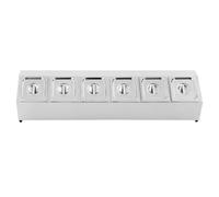 POTYYH Récipient à ingrédients 6 grilles x 2 l - En acier inoxydable - Avec couvercle - Pour restaurant, cuisine, station à pizza, buffet - 104 x 22,5 x 22 cm