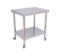 POTYYH Table de travail en acier inoxydable 76 x 60 x 85 cm - Jusqu'à 300 kg - Table de cuisine avec roulettes - Table de préparation pour cuisine, garage, restaurant