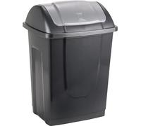 Poubelle 10L en plastique recyclé - Couvercle basculant - Coloris Gris Anthracite - 24,5x19x35 cm - Compacte - Fabriquée en France - Idéale Bureau, Cuisine - M home by Mazzei Mondex