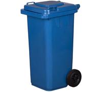 Poubelle 120L Bleu à roulettes avec roues en caoutchouc pleines pour les déchets et le recyclage Tri Selectif garage Haut