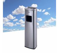 Poubelle 2 En 1 Avec Cendrier - Cendrier Carré Autoportant Pour Mégots De Cigarettes, Pour Hôtel Et Immeuble De Bureaux(Silver)