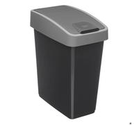 5five - Poubelle à 2 Ouvertures Manuelles - Capacité 45L - Plastique - Noir et Gris - Poignée Confortable - Gain de Place - Facile à Nettoyer