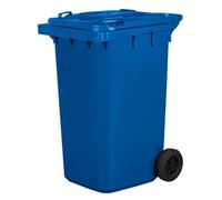 Poubelle 240L Bleu à roulettes avec roues en caoutchouc pleines pour les déchets et le recyclage Tri Selectif garage Haut XXL