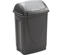 Poubelle 25L en plastique recyclé - Couvercle basculant - Coloris Gris Anthracite - 35x26x52 cm - Compacte - Fabriquée en France - Idéale Cuisine, Bureau, Cellier - M home by Mazzei Mondex