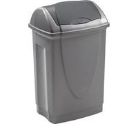 Poubelle 25L en plastique recyclé - Couvercle basculant - Coloris Gris Silver - 35x26x52 cm - Compacte - Fabriquée en France - Idéale Cuisine, Bureau, Cellier - M home by Mazzei Mondex