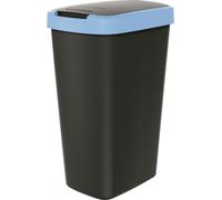 Poubelle 45l avec couvercle KEDEN COMPACTA Q noir avec bord bleu clair