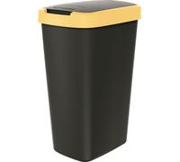 Poubelle 45l avec couvercle KEDEN COMPACTA Q noir avec bord jaune clair