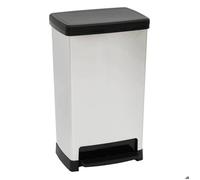 5Five Poubelle à pédale Slim 50 L Design moderne Argenté Cuisine et Salle de Bain