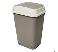 5five Poubelle plastique 50 L Couvercle double Taupe Ouverture manuelle Fixation sac
