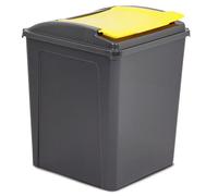 Poubelle 50L Noir-Jaune système tri déchets 50l Corbeille bac crottes Jaune