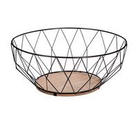 Poubelle 5five Losange, noir, métal et MDF, diamètre 28 x hauteur 11,5 cm