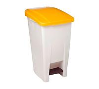 Rossignol Poubelle 60L Mobile a pedale Mobily, Couleur:Blanc/Jaune