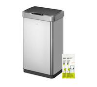 EKO Mirage-T Poubelle rectangulaire sans contact avec détecteur de mouvement Finition en acier inoxydable brossé 50 l