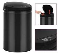 Poubelle à capteur automatique 30 L Acier au carbone Noir Noir G
