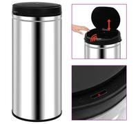 Poubelle à Capteur Automatique pour Cuisine, Salle de Bain, Bureau 80 L Acier Inoxydable