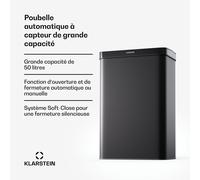 KLARSTEIN Sensor-Mülleimer 50L - berührungslos & hygienisch, Edelstahl, Soft-Close, ideal für Küche & Büro, Küchen-Mülleimer