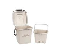 Poubelle à Compost 8L avec Panier Perforé et Couvercle à Clapet - FLIRIS - ALTOBUY Beige