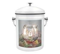 Poubelle À Compost De Comptoir - Récipient En Fer De 5 L, Seau D'intérieur Léger Et Résistant Aux Odeurs, Restes De Fruits Et Légumes, Finition Charbon De Bois Élégante | Avec Poignée Pour Une Vidange