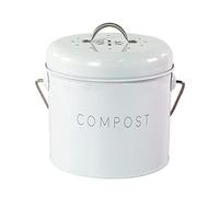 Poubelle à compost de cuisine bio avec feuilles de melons et feuilles faites maison - Seau rond en fer - Filtre à charbon - Accessoires d'extérieur - Poubelle à compost avec couvercle - Grand pour